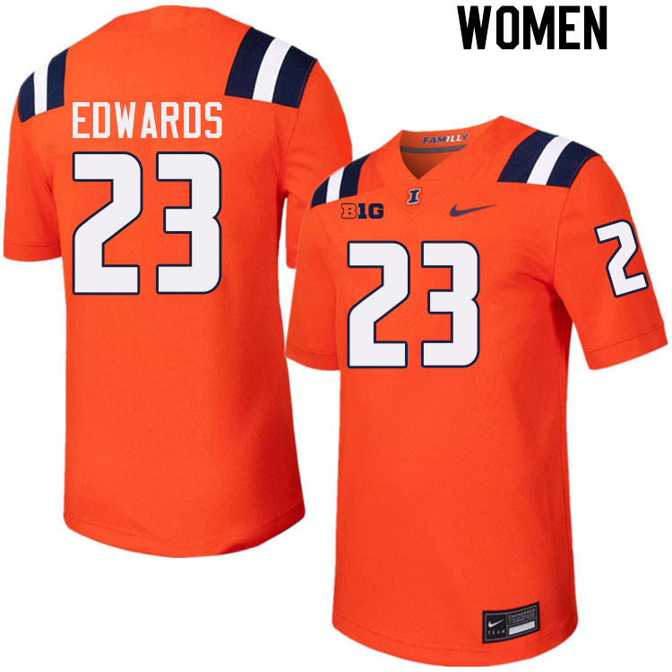 Women #23 TeRah Edwards Illinois Fighting Illini College Football Jerseys Stitched-Orange